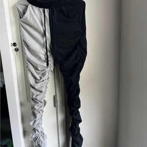 Fashion Nova Black and Gray Ruched Joggers